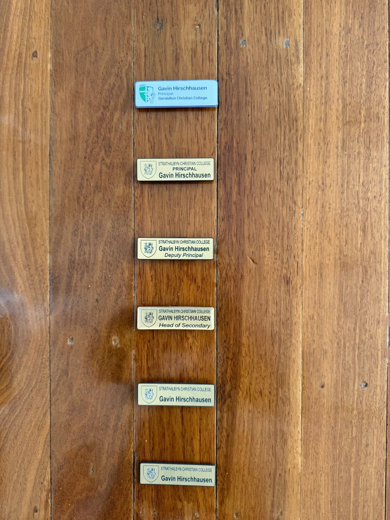 Name badges — career progression