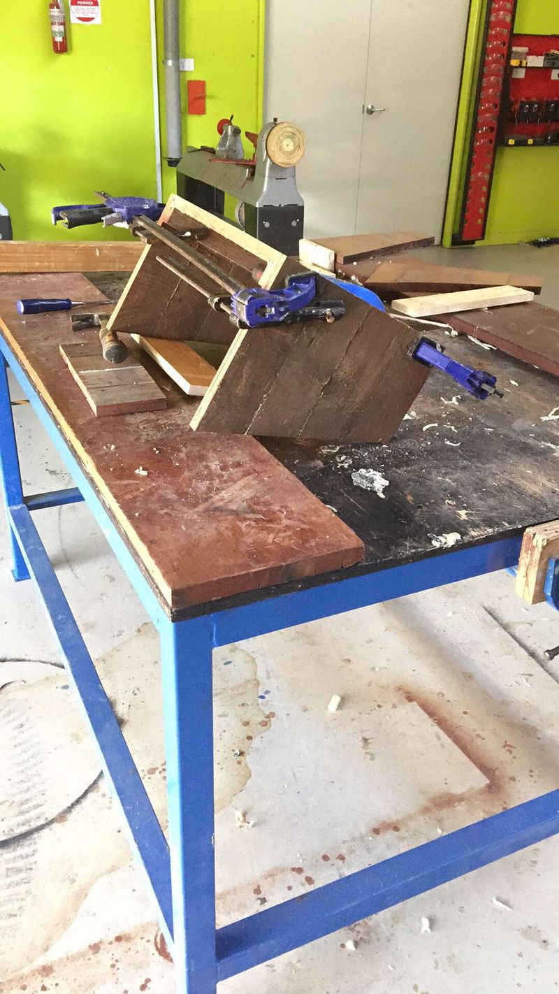 Mailbox — clamped on bench
